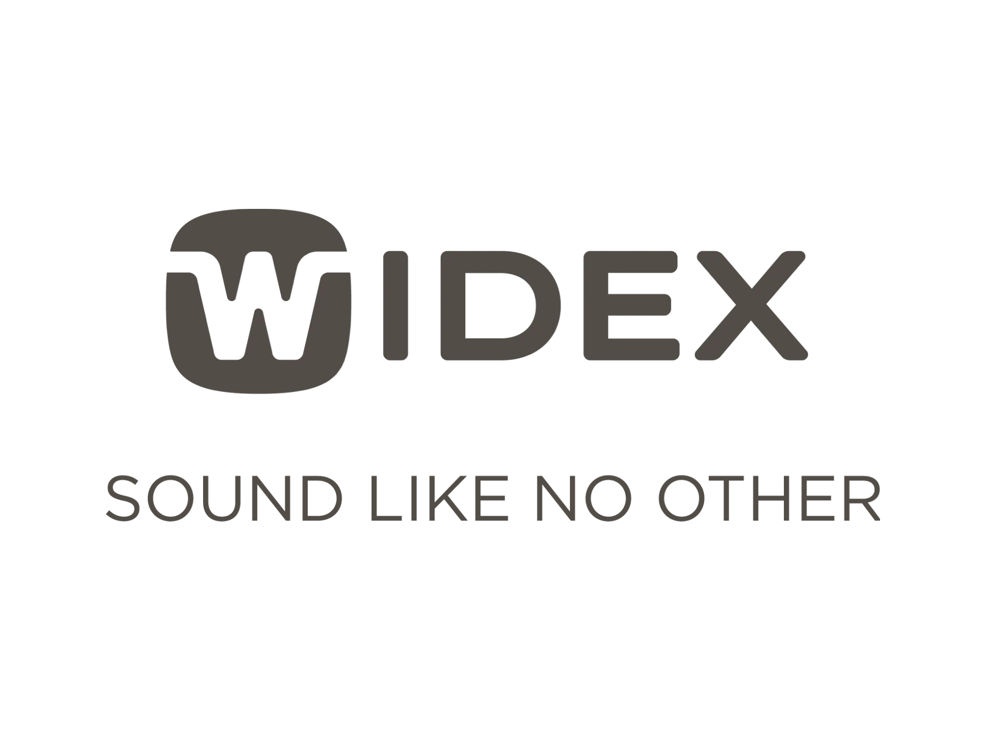 Logótipo da Widex para aparelhos auditivos – um som incomparável.